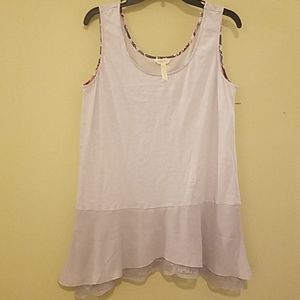 Matilda Jane pale gray tank with lace hem